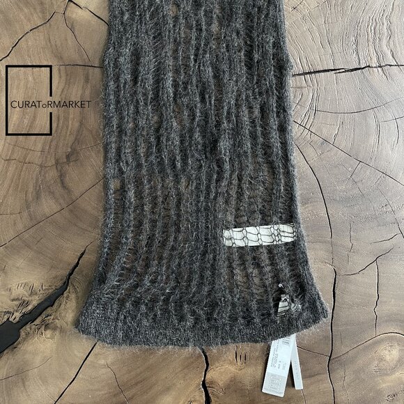 Rick Owens: Wool Blend Dark Dust Hand Knit Spider Tank Top SS24 Lido - Picture 2 of 16